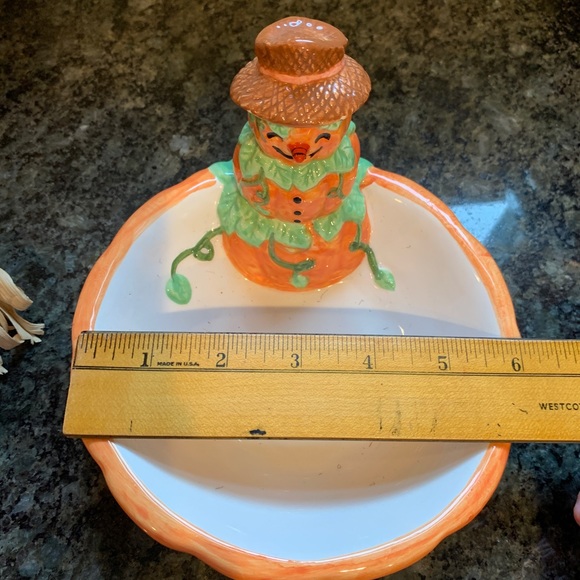 Trio of Scarecrow Candy Dish, Hanging Scarecrow & Standing Scarecrow Decorations - Picture 3 of 8